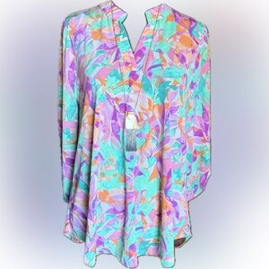 Dear Scarlett Women's Top in Purple, Orange, and Teal Abstract